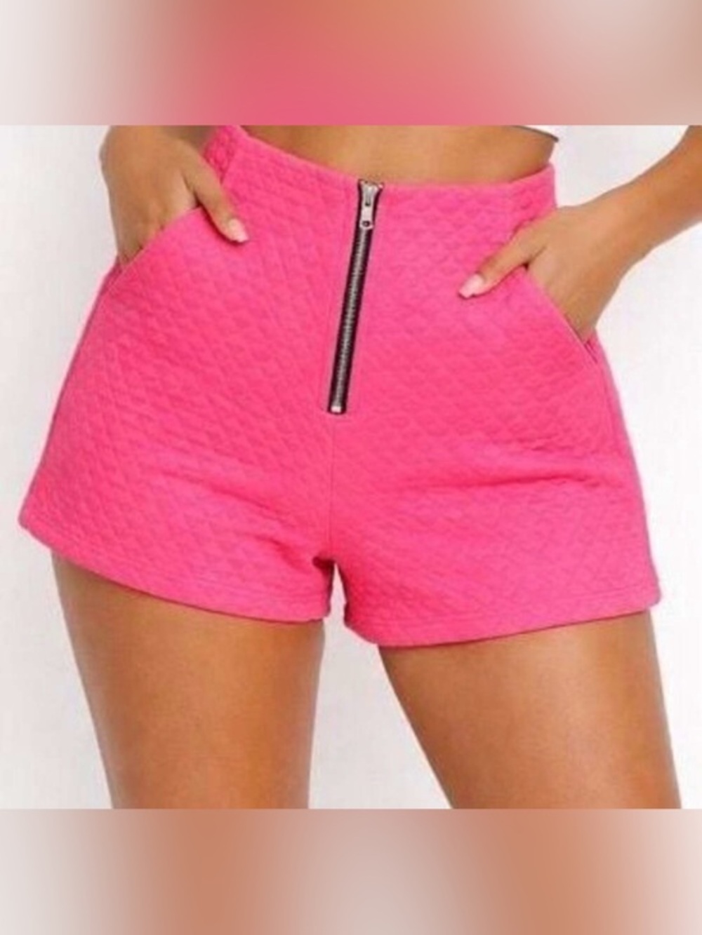 Checkered High Waisted Topshop Shorts Hot Pink Sz 4